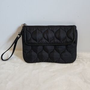 Cynthia Rowley Black Nylon Padded Quilted Large Wristlet Wallet